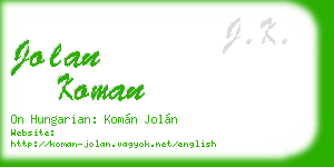 jolan koman business card